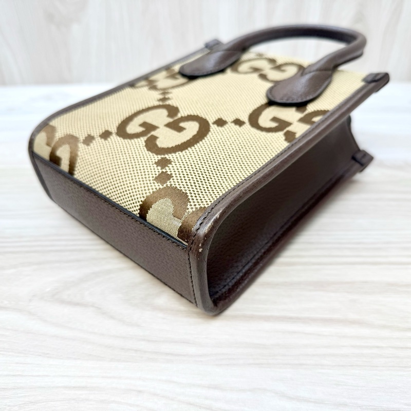 GUCCI棕色拼大雙G帆布mini琴譜包699406-8