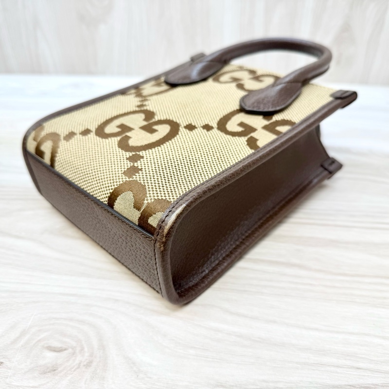 GUCCI棕色拼大雙G帆布mini琴譜包699406-10