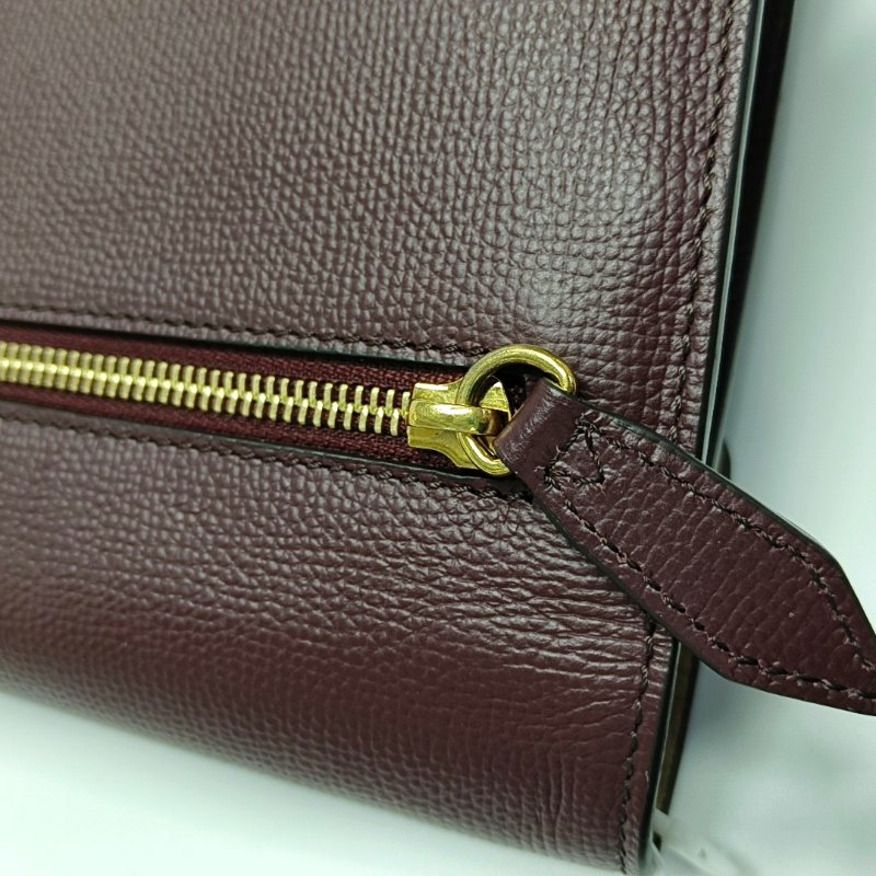 BURBERRY Macken小號酒紅色拼接材質戰馬格紋單肩包斜挎包金色五金可拆卸肩帶-9