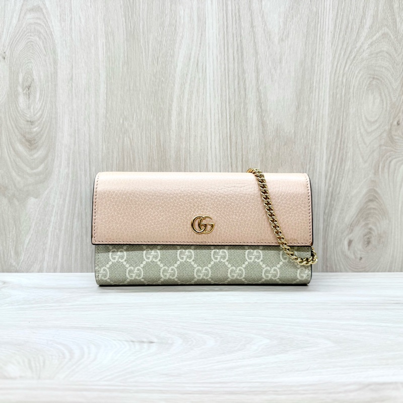 Gucci粉色牛皮WOC長夾 546585-0