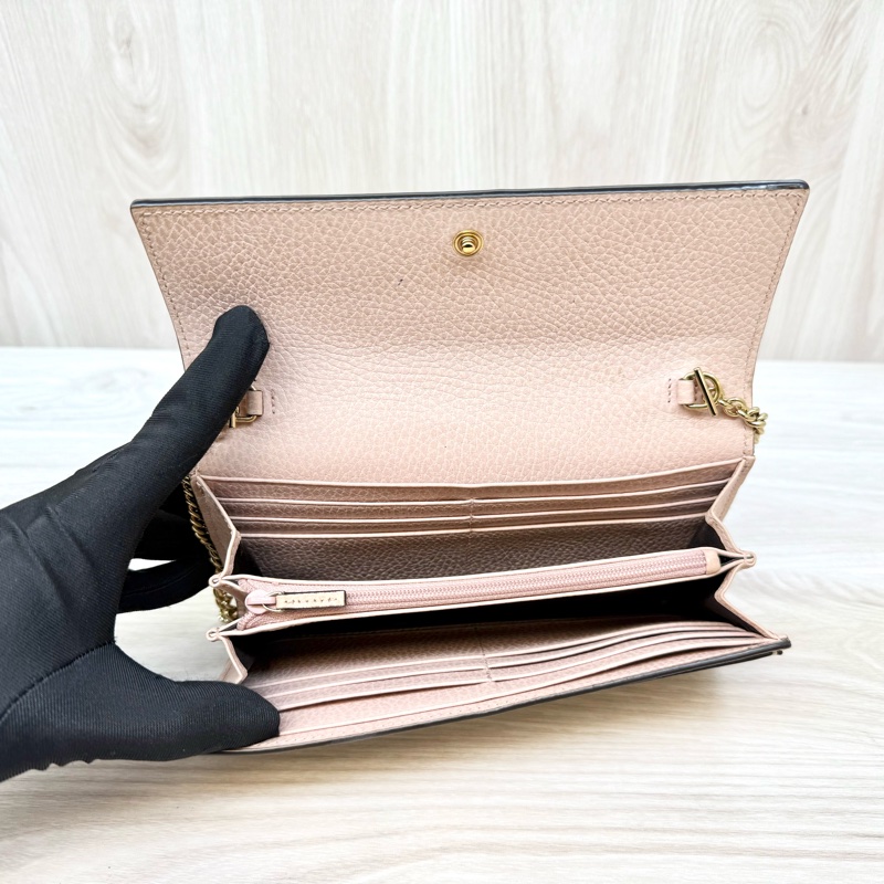 Gucci粉色牛皮WOC長夾 546585-6