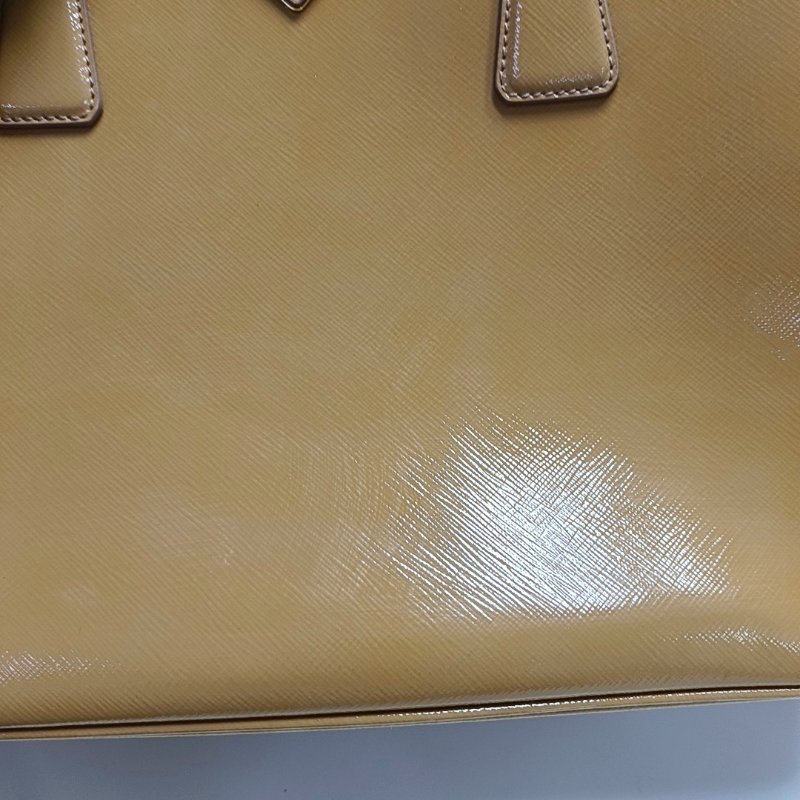PRADA Galleria中號姜黃色牛皮徽標十字紋殺手包單肩包手提包金色五金可拆卸肩帶-8