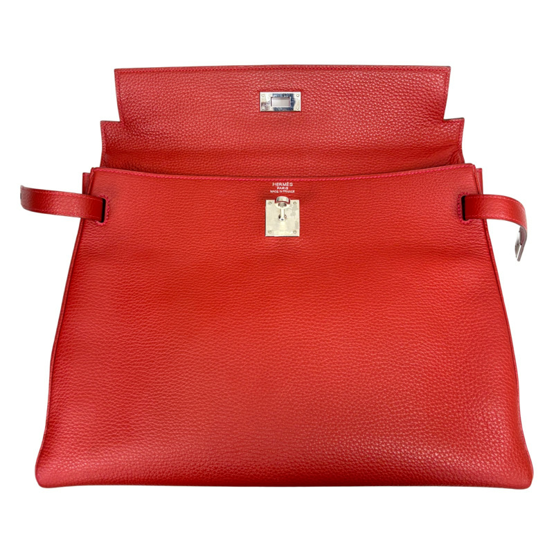 朱砂紅色 Togo牛皮 Kelly 35 凱莉包 两用包 □Q刻 銀扣【HERMES 愛馬仕】-4