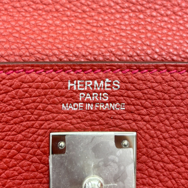 朱砂紅色 Togo牛皮 Kelly 35 凱莉包 两用包 □Q刻 銀扣【HERMES 愛馬仕】-7