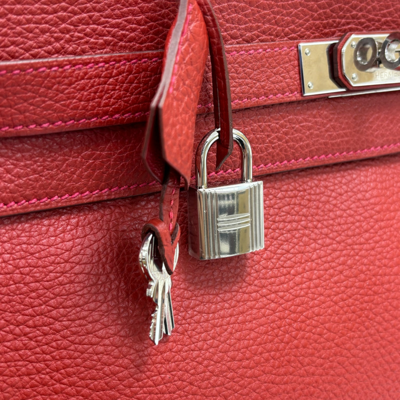 朱砂紅色 Togo牛皮 Kelly 35 凱莉包 两用包 □Q刻 銀扣【HERMES 愛馬仕】-10