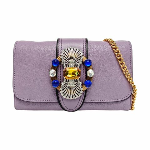 Miu Miu Miu Lady 紫色牛皮單肩包斜挎包金色五金9.8新