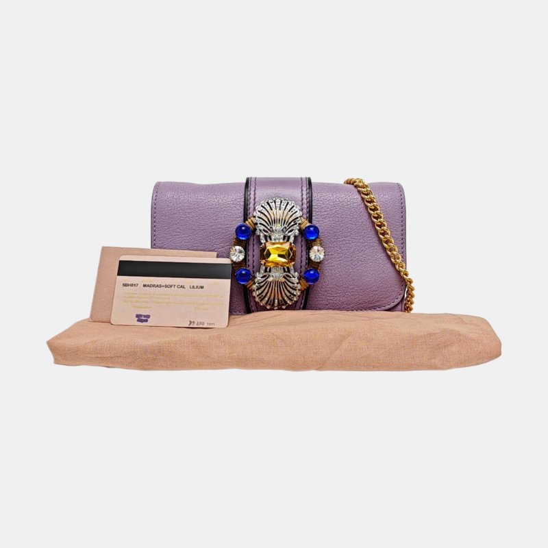 Miu Miu Miu Lady 紫色牛皮單肩包斜挎包金色五金9.8新-7