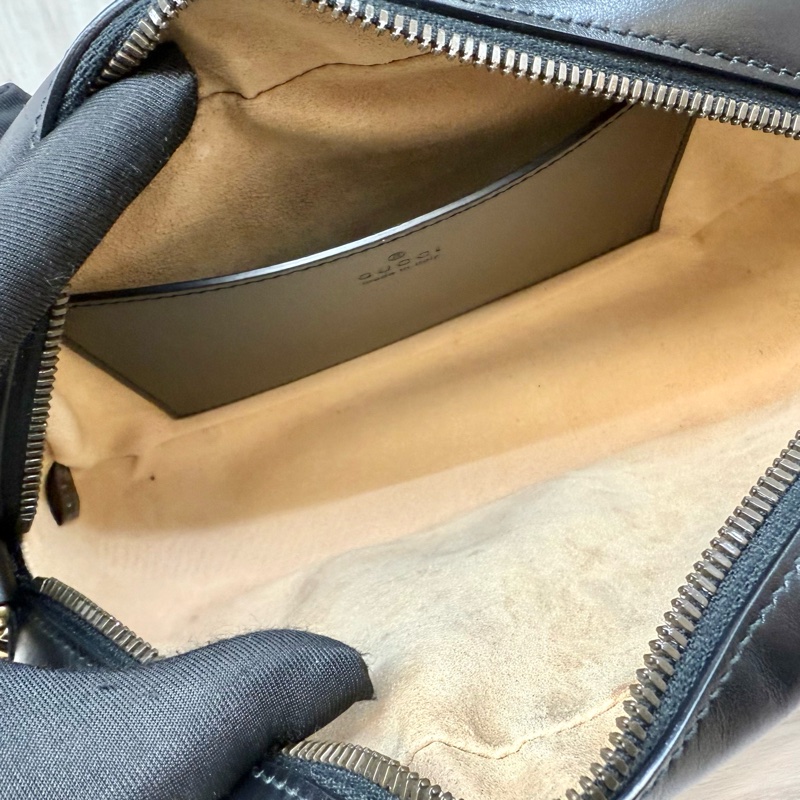 GUCCI黑金牛皮馬夢鏈條相機包24CM 447632-8