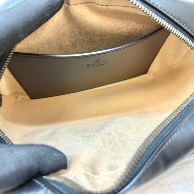 GUCCI黑金牛皮馬夢鏈條相機包24CM 447632-9