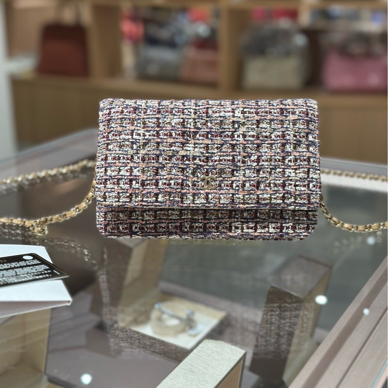 Chanel香奈儿毛呢CF woc 金扣链条包-0