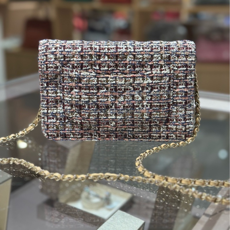 Chanel香奈儿毛呢CF woc 金扣链条包-1