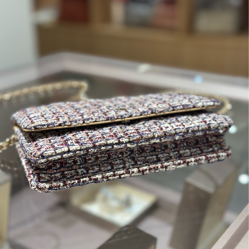 Chanel香奈儿毛呢CF woc 金扣链条包-2