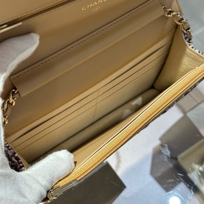 Chanel香奈儿毛呢CF woc 金扣链条包-3