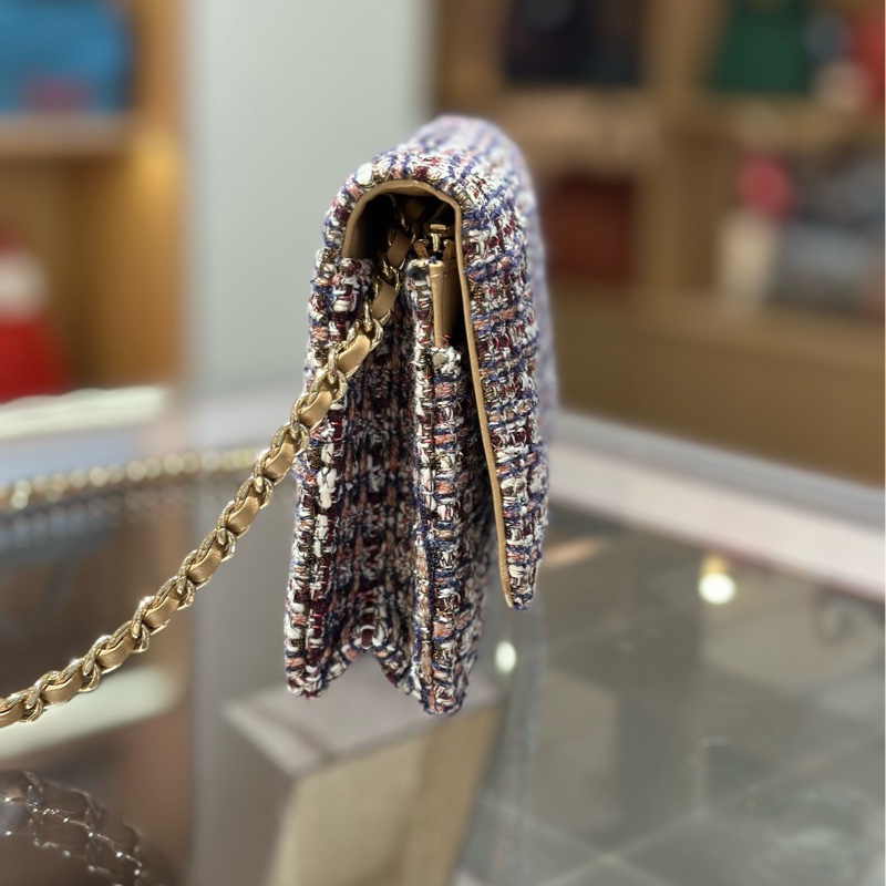 Chanel香奈儿毛呢CF woc 金扣链条包-5