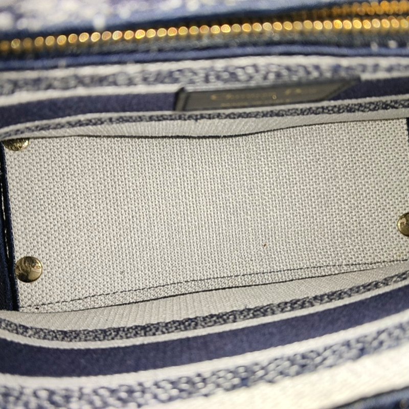 DIOR LadyD-Lite 中號藍色織物刺繡單肩包金色五金可拆卸肩帶-11