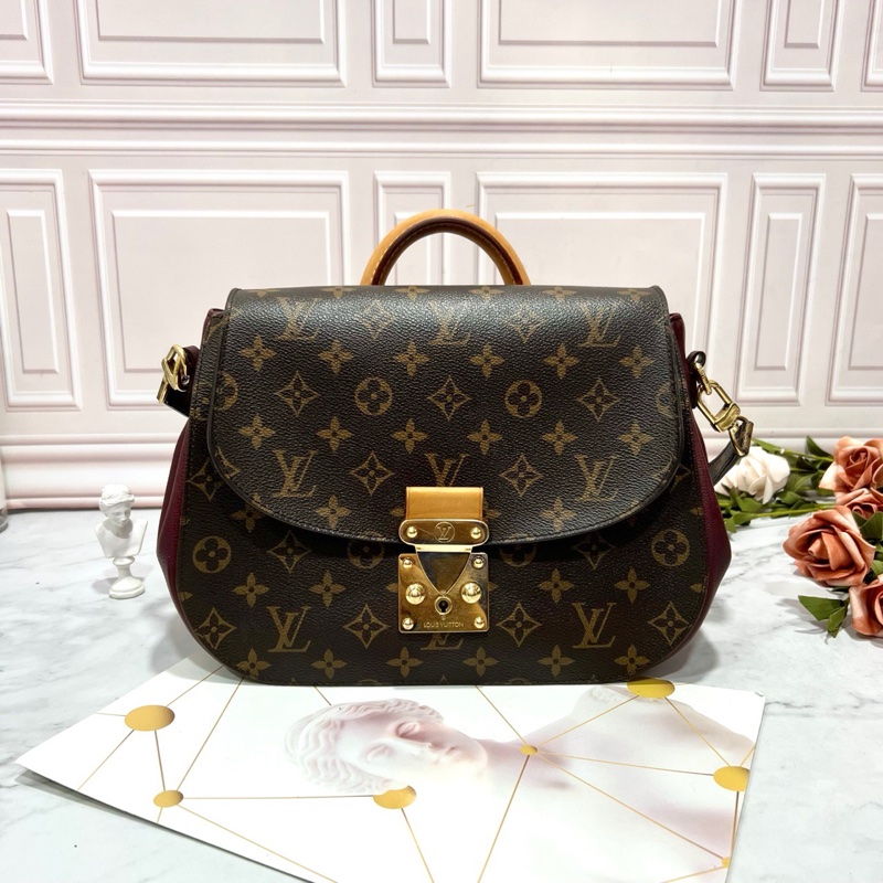 LouisVuitton/路易威老花拼牛皮小豬包手提單肩包,成色95新,尺寸28*10*21,有肩帶可調節-0