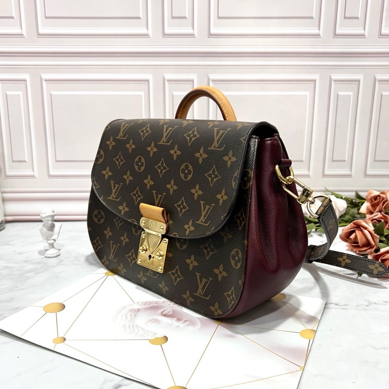 LouisVuitton/路易威老花拼牛皮小豬包手提單肩包,成色95新,尺寸28*10*21,有肩帶可調節-1