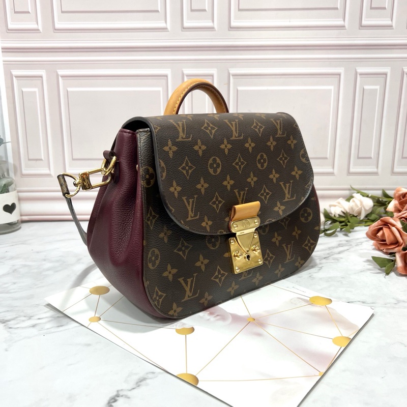 LouisVuitton/路易威老花拼牛皮小豬包手提單肩包,成色95新,尺寸28*10*21,有肩帶可調節-2