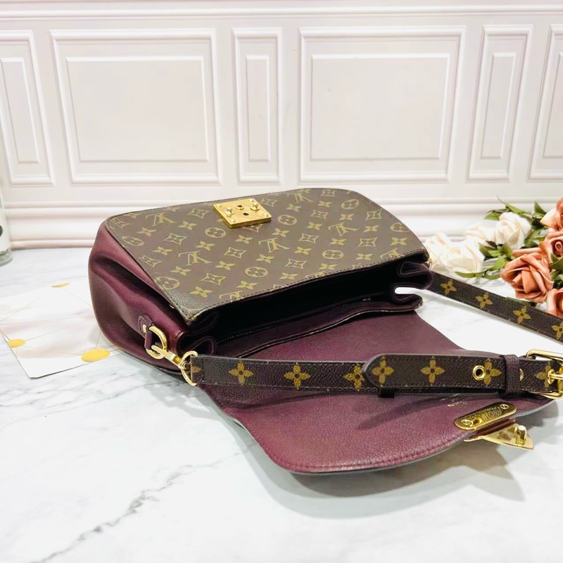 LouisVuitton/路易威老花拼牛皮小豬包手提單肩包,成色95新,尺寸28*10*21,有肩帶可調節-6