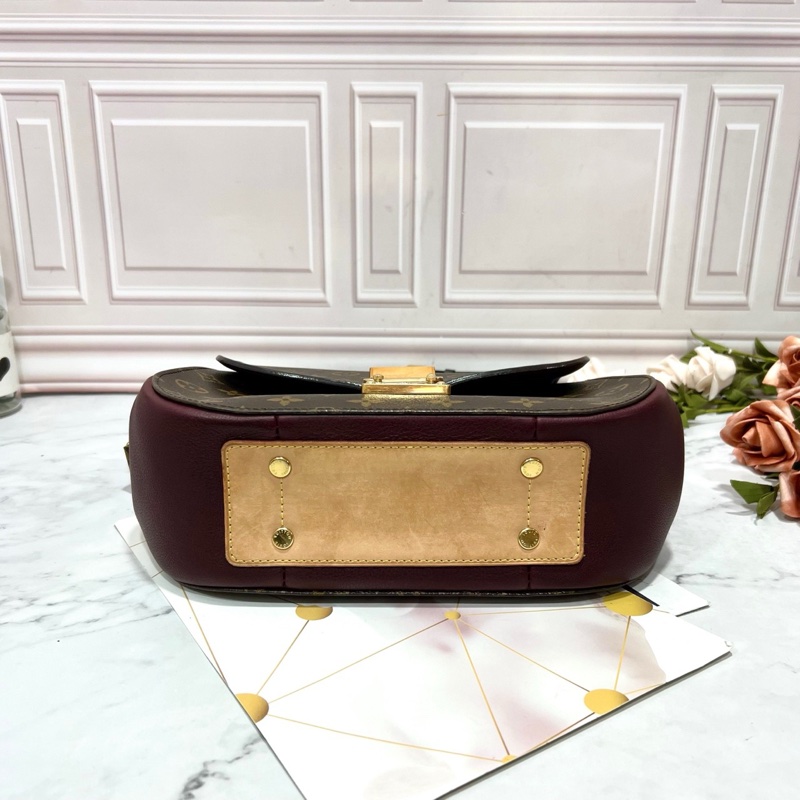 LouisVuitton/路易威老花拼牛皮小豬包手提單肩包,成色95新,尺寸28*10*21,有肩帶可調節-7