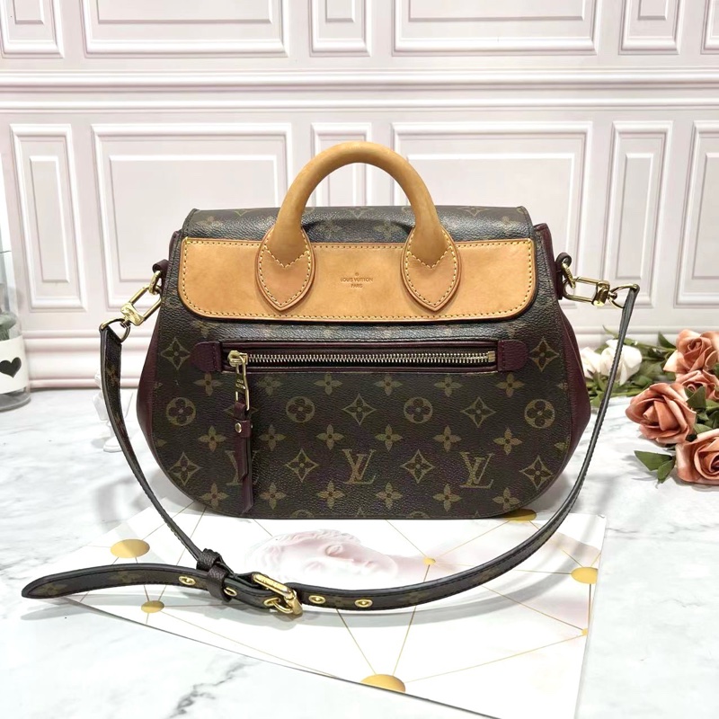 LouisVuitton/路易威老花拼牛皮小豬包手提單肩包,成色95新,尺寸28*10*21,有肩帶可調節-9