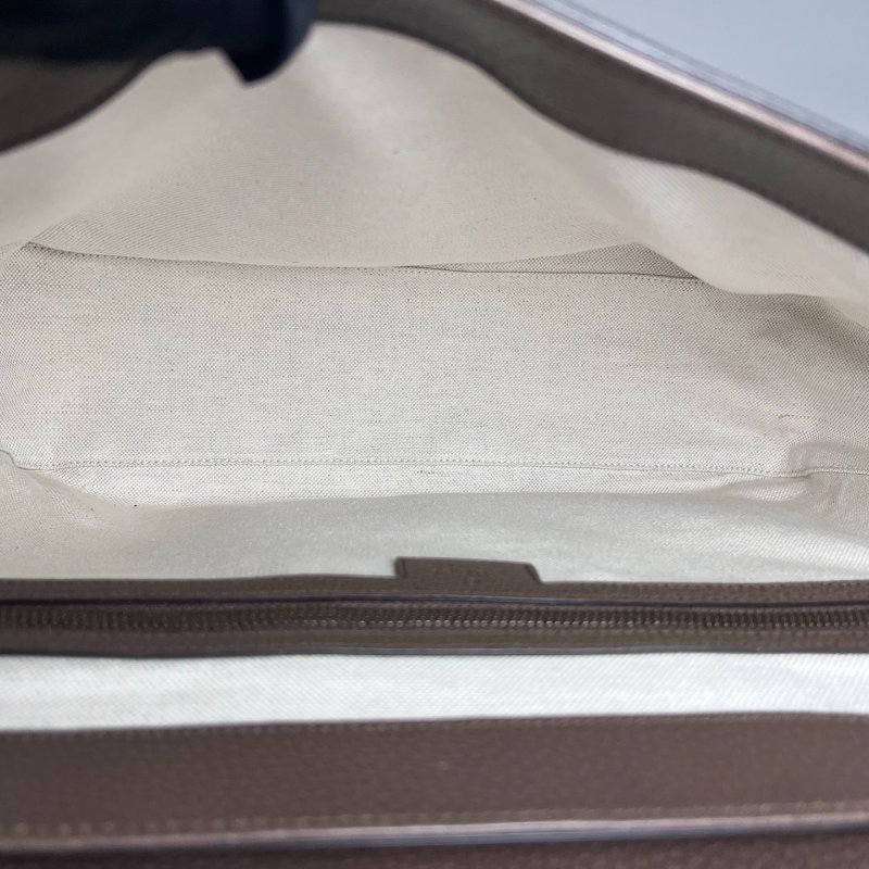 GUCCI 792119 咖老花復古金掀蓋大側背包-8