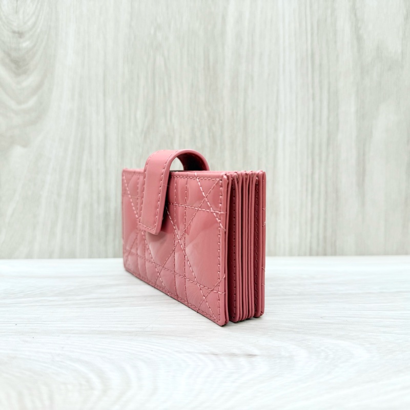 Dior蓍草粉漆皮五卡風琴式卡包 s0074o-2