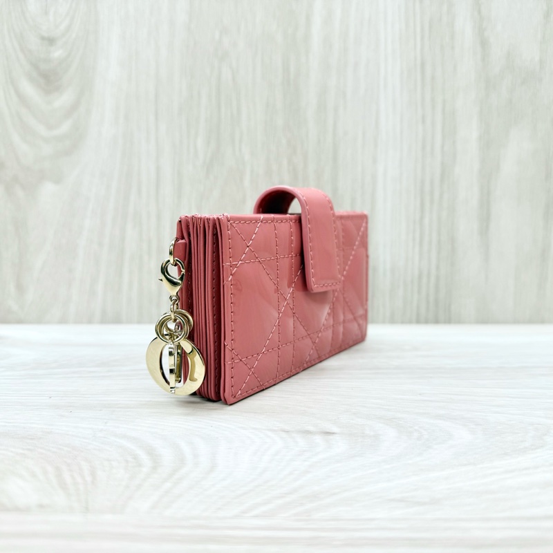 Dior蓍草粉漆皮五卡風琴式卡包 s0074o-3