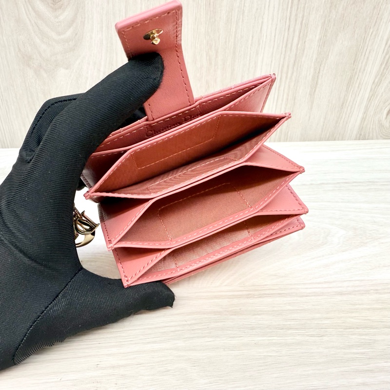 Dior蓍草粉漆皮五卡風琴式卡包 s0074o-7