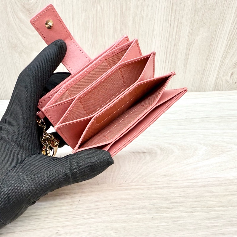 Dior蓍草粉漆皮五卡風琴式卡包 s0074o-8