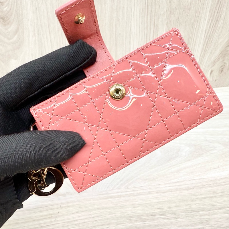 Dior蓍草粉漆皮五卡風琴式卡包 s0074o-9