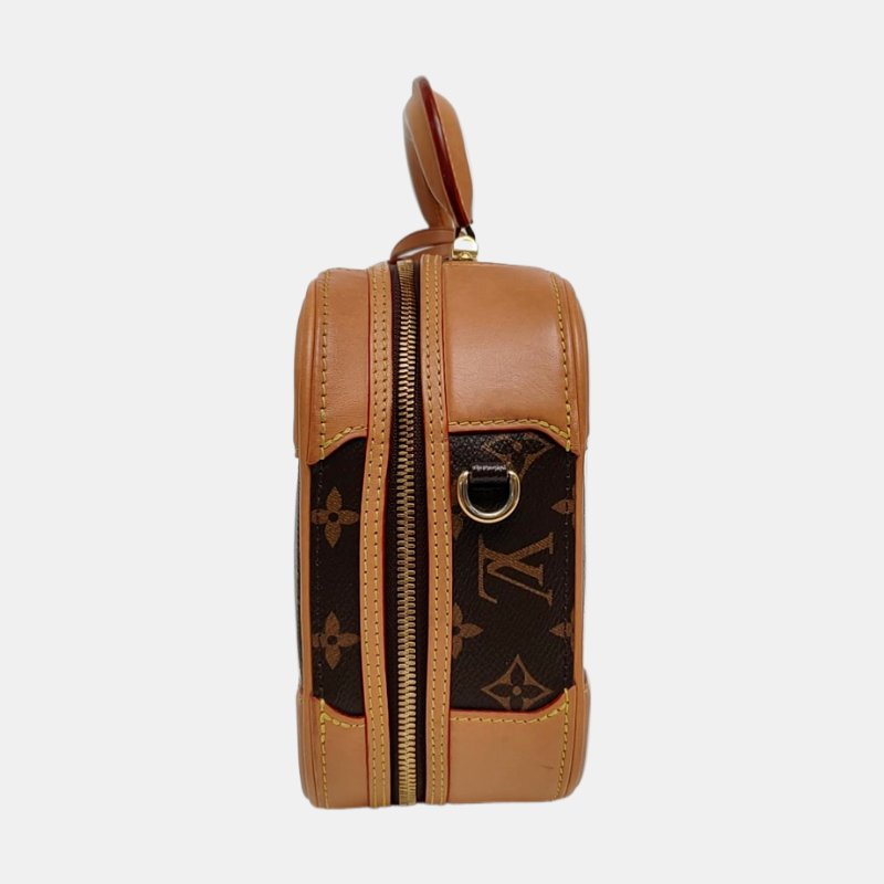 LOUIS VUITTON VALISETTE小號棕色塗層帆布老花相機包單肩包手提包斜挎包金色五金2條可拆卸肩帶-2