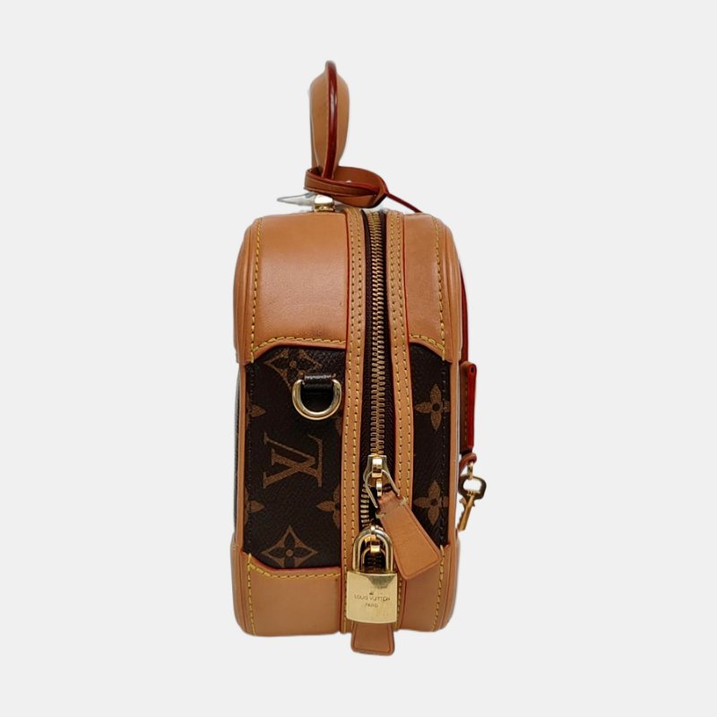 LOUIS VUITTON VALISETTE小號棕色塗層帆布老花相機包單肩包手提包斜挎包金色五金2條可拆卸肩帶-3