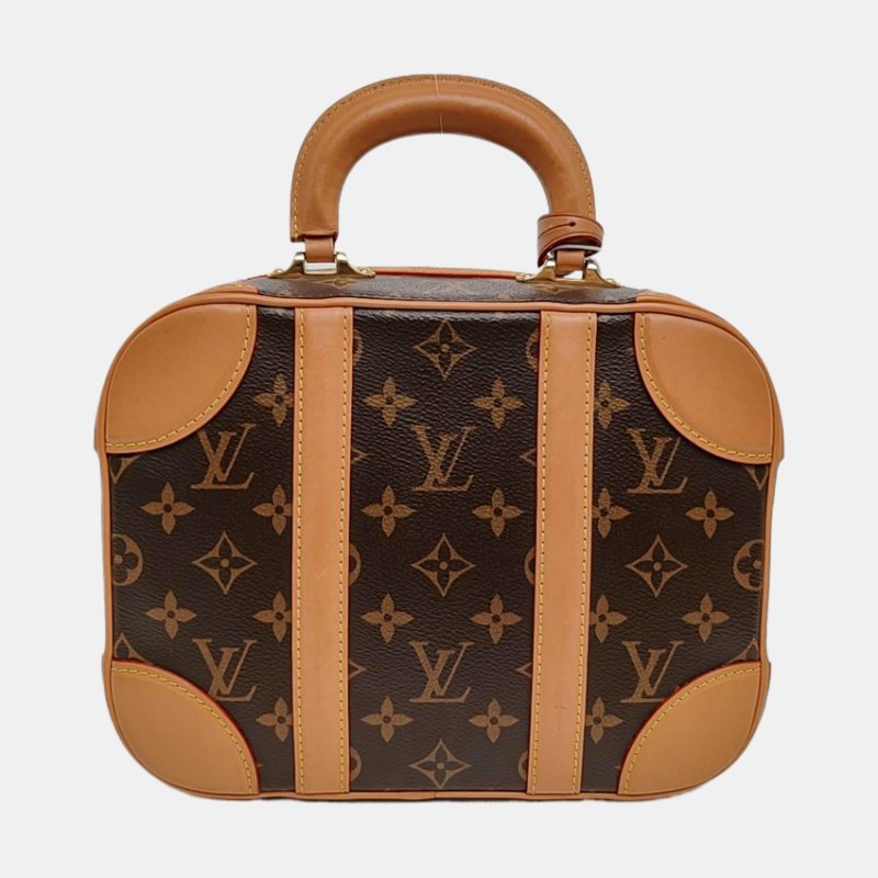 LOUIS VUITTON VALISETTE小號棕色塗層帆布老花相機包單肩包手提包斜挎包金色五金2條可拆卸肩帶-4