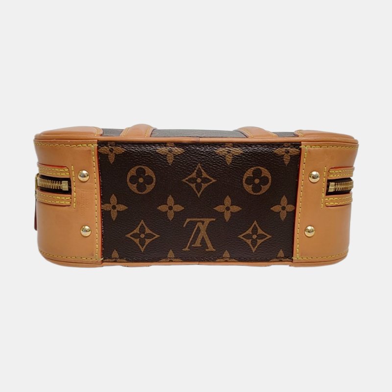 LOUIS VUITTON VALISETTE小號棕色塗層帆布老花相機包單肩包手提包斜挎包金色五金2條可拆卸肩帶-5