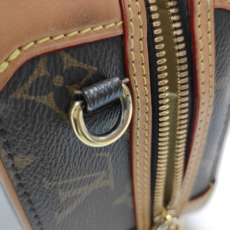 LOUIS VUITTON VALISETTE小號棕色塗層帆布老花相機包單肩包手提包斜挎包金色五金2條可拆卸肩帶-12