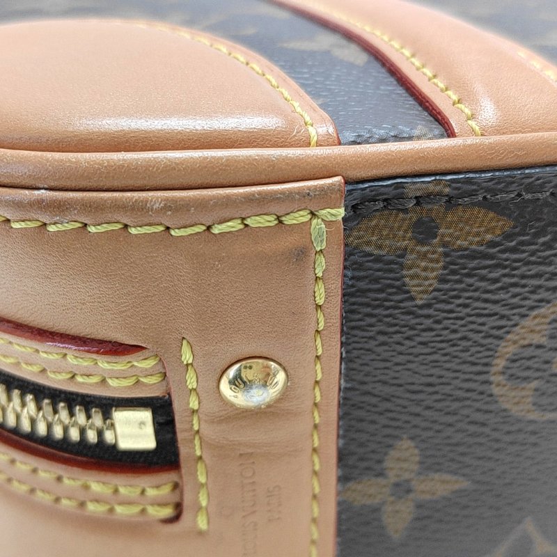 LOUIS VUITTON VALISETTE小號棕色塗層帆布老花相機包單肩包手提包斜挎包金色五金2條可拆卸肩帶-15