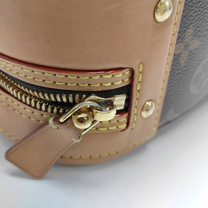 LOUIS VUITTON VALISETTE小號棕色塗層帆布老花相機包單肩包手提包斜挎包金色五金2條可拆卸肩帶-19