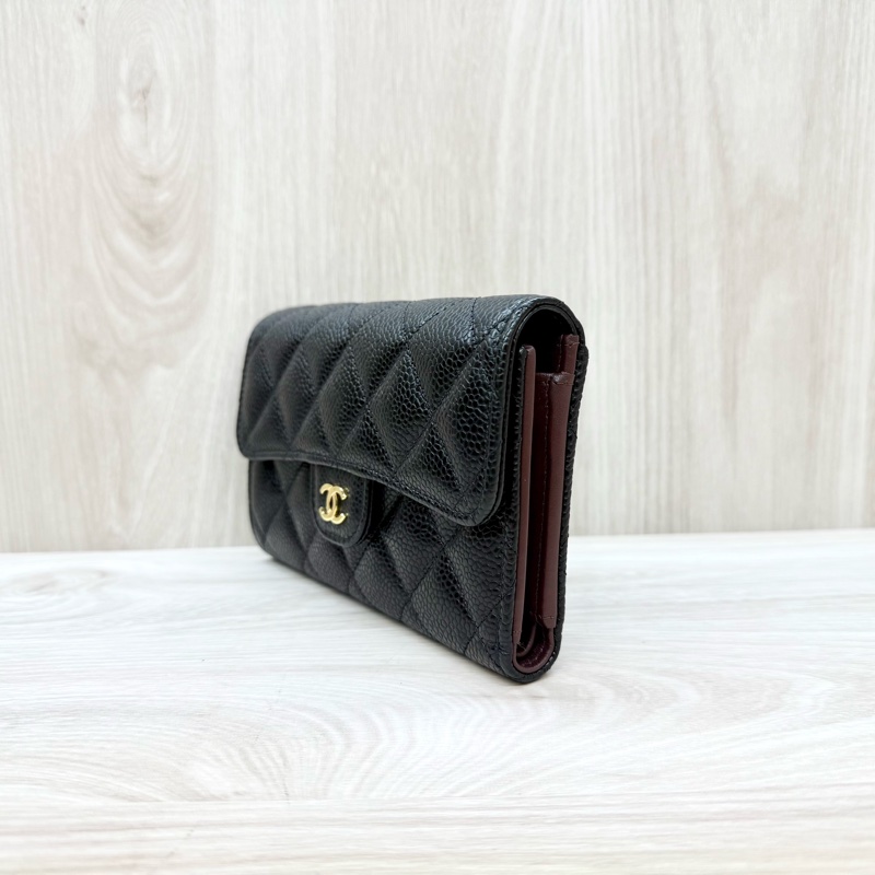 Chanel黑金牛皮COCO三折下蓋中夾AP0232-2