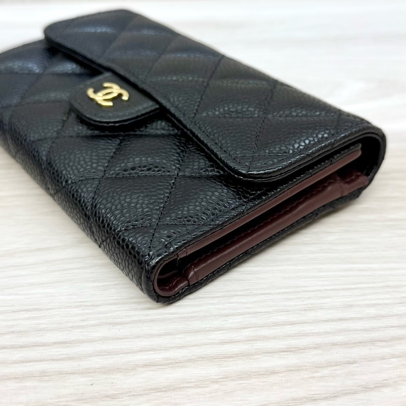 Chanel黑金牛皮COCO三折下蓋中夾AP0232-6