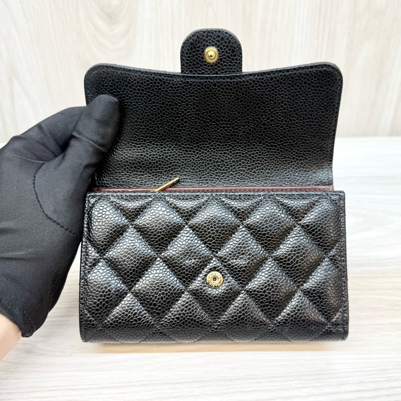 Chanel黑金牛皮COCO三折下蓋中夾AP0232-7