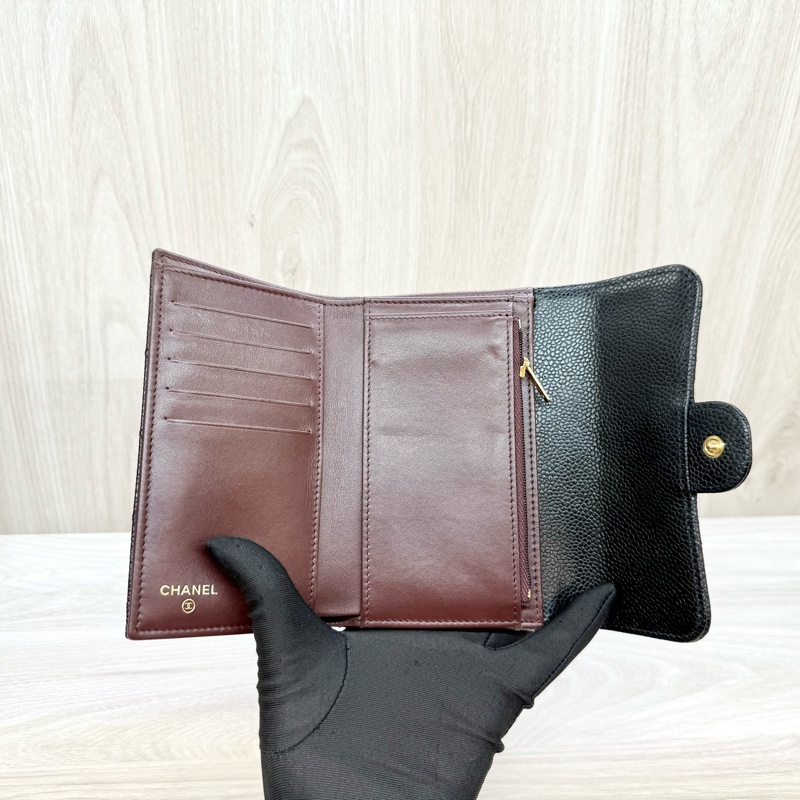 Chanel黑金牛皮COCO三折下蓋中夾AP0232-8