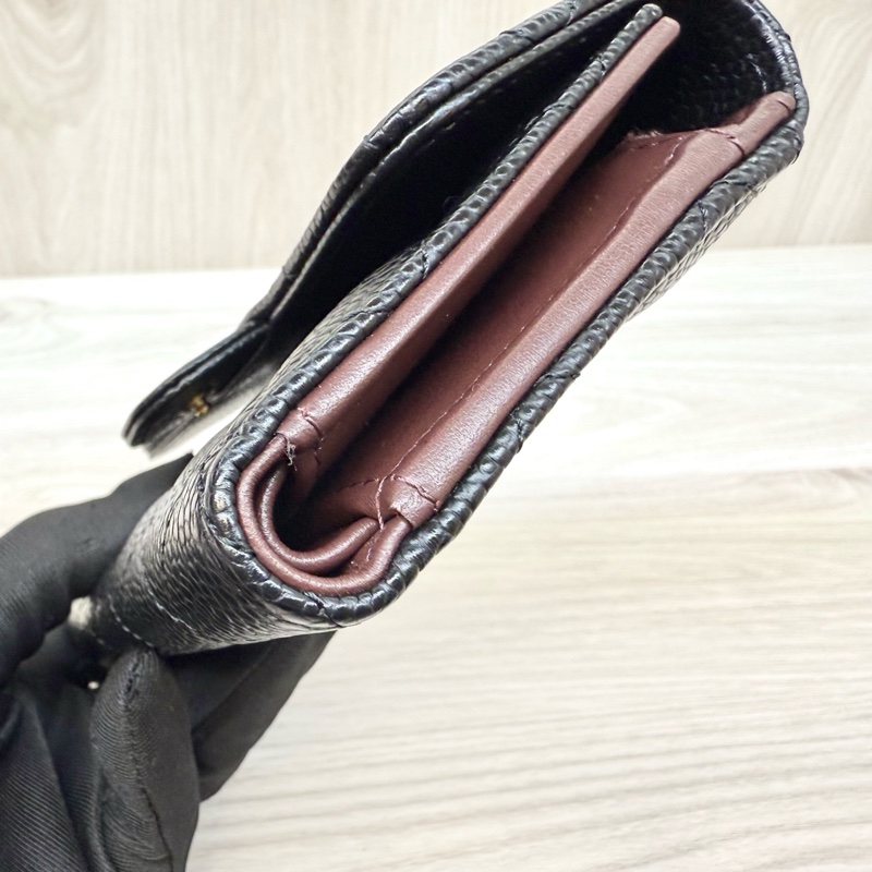 Chanel黑金牛皮COCO三折下蓋中夾AP0232-14