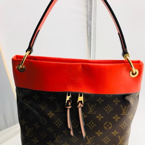 Louis Vuitton經典老花牛皮紅色肩 提雙用包-5