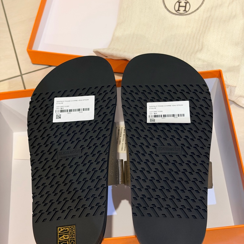 愛馬仕 二舅拖 拖鞋 大象灰 全新品 全配 尺寸38 (2026年1月專櫃購入)-2