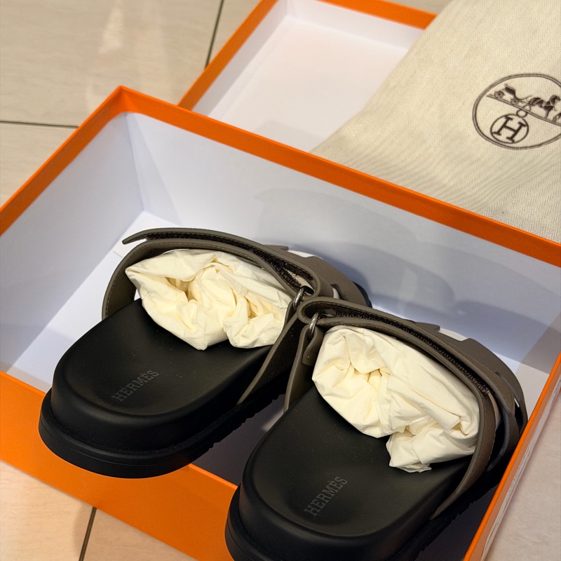 愛馬仕 二舅拖 拖鞋 大象灰 全新品 尺寸38 （2026年1月專櫃購入）-2