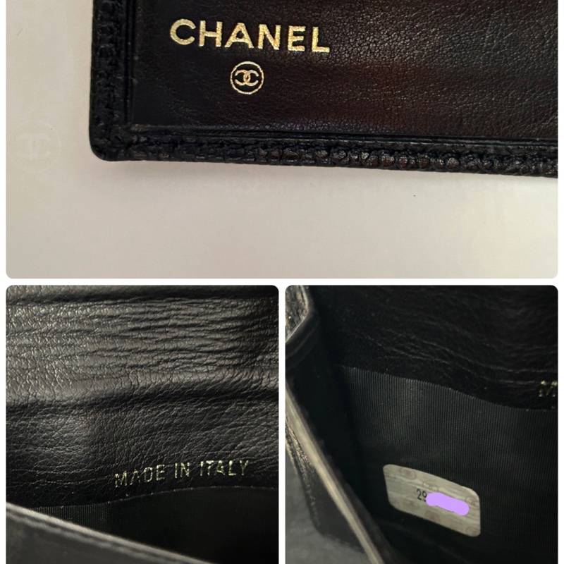 Chanel (黑荔枝皮大雙C logo)*票據夾*卡套👩🏻🦰二手古董 Vintage保存品-5