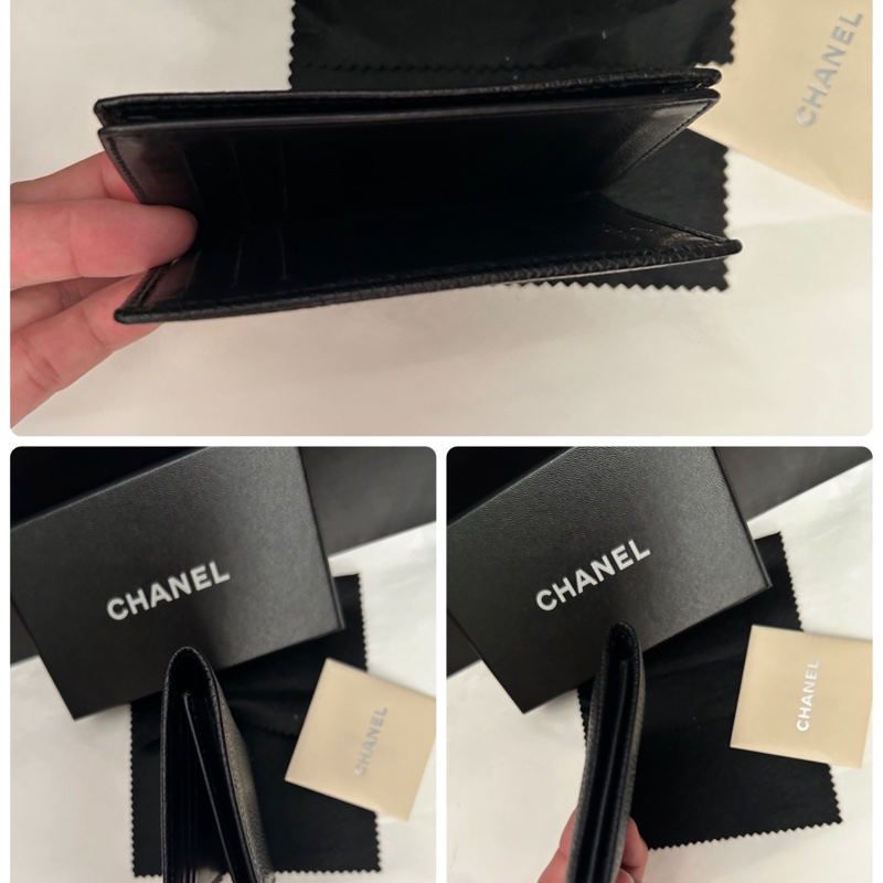 Chanel (黑荔枝皮大雙C logo)*票據夾*卡套👩🏻🦰二手古董 Vintage保存品-6