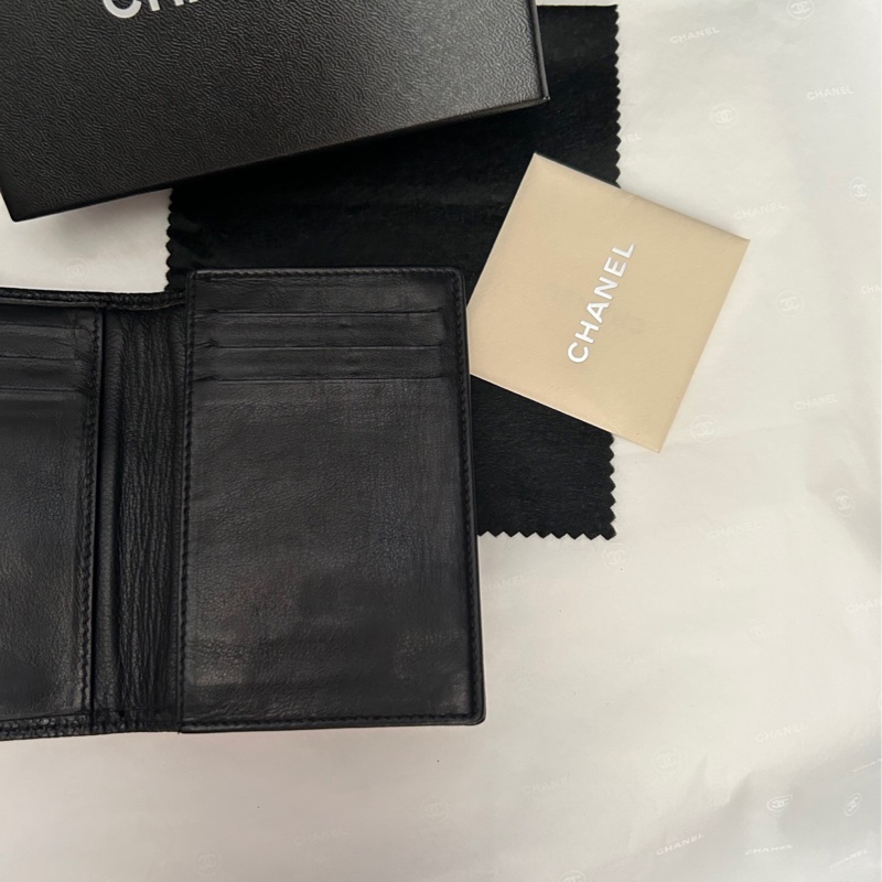 Chanel (黑荔枝皮大雙C logo)*票據夾*卡套👩🏻🦰二手古董 Vintage保存品-7