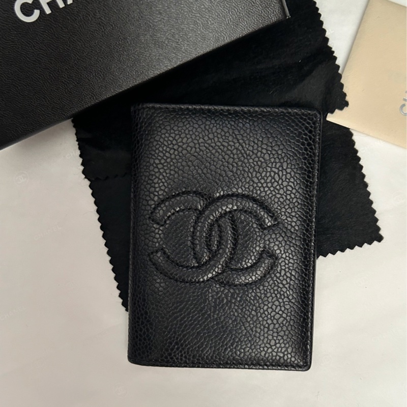 Chanel (黑荔枝皮大雙C logo)*票據夾*卡套👩🏻🦰二手古董 Vintage保存品-9